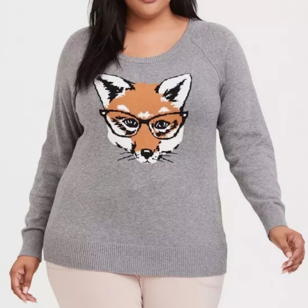 Torrid Grey Fox Raglan Sweatshirt Women's Size 0X